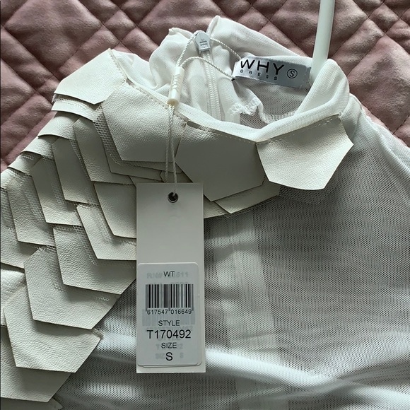 White mesh top with PU leather scales- super sexy - Picture 7 of 9